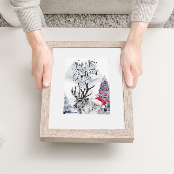 Watercolor Christmas Wall Art Illustration Print Poster Unframed - Picture 6 of 6